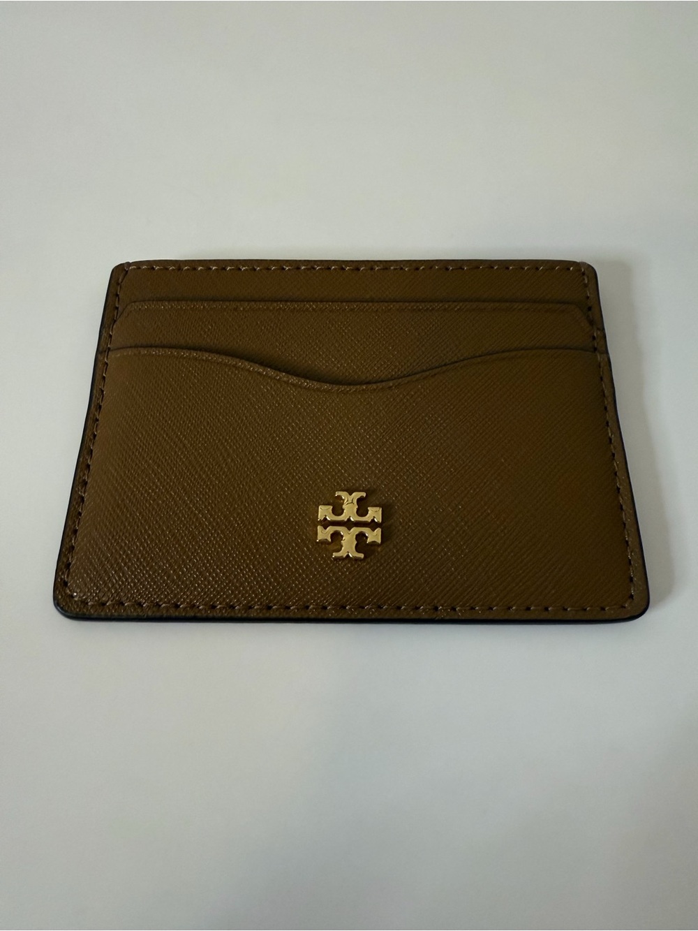 NWT Tory Burch Emerson Slim Card Case Moose Brown Leather